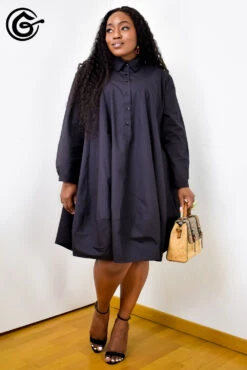 ROBE OVERSIZE "CAMILLE" -Galateia Fashion CAMILLENOIRE01