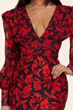 MINI ROBE "MIREILLE" FLORALE ROUGE -Galateia Fashion CD940 DE 1600x 73a21607 7765 45be 8b16 6376332ff076