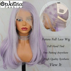 PERRUQUE SYNTHÉTIQUE FIBRE FUTURA LÉGÈREMENT ONDULE HIGHLIGHT VIOLET FULL LACE -Galateia Fashion H06fd1c4d147845bbbd54c1c7897a4f8fF