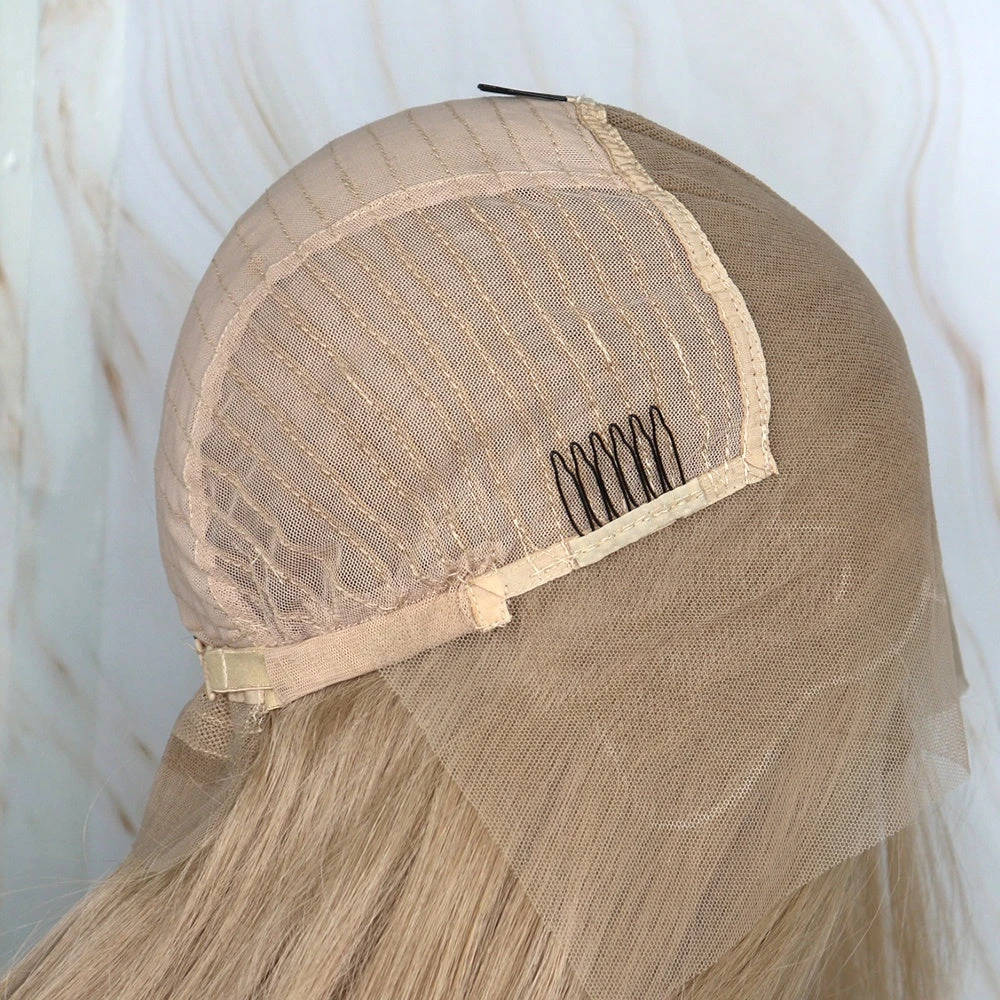 PERRUQUE COURTE LISSE SYNTHÉTIQUE FIBRE FUTURA HONEY BLONDE AVANT DENTELLE 13X6 8 PERRUQUE COURTE LISSE SYNTHÉTIQUE FIBRE FUTURA HONEY BLONDE AVANT DENTELLE 13X6 – Image 6