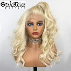 PERRUQUE SYNTHÉTIQUE FIBRE FUTURA BODY WEAVE BLONDE 613 AVANT DENTELLE SUISSE