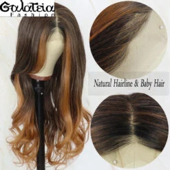 PERRUQUE SYNTHÉTIQUE FIBRE FUTURA BODY WEAVE OMBRE HIGHLIGHT MARRON AVANT DENTELLE SUISSE 13X6 -Galateia Fashion H5018d12447a349b0b9de49c63c6cd5fch