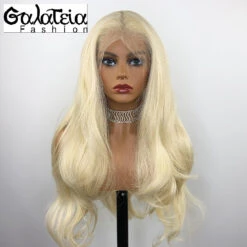 PERRUQUE BODY WAVE SYNTHÉTIQUE FIBRE FUTURA BLONDE 613 AVANT DENTELLE SUISSE 13X6