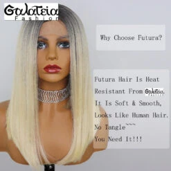 PERRUQUE COURTE NOIRE FIBRE FUTURA LISSE AVANT DENTELLE SUISSE 13X6