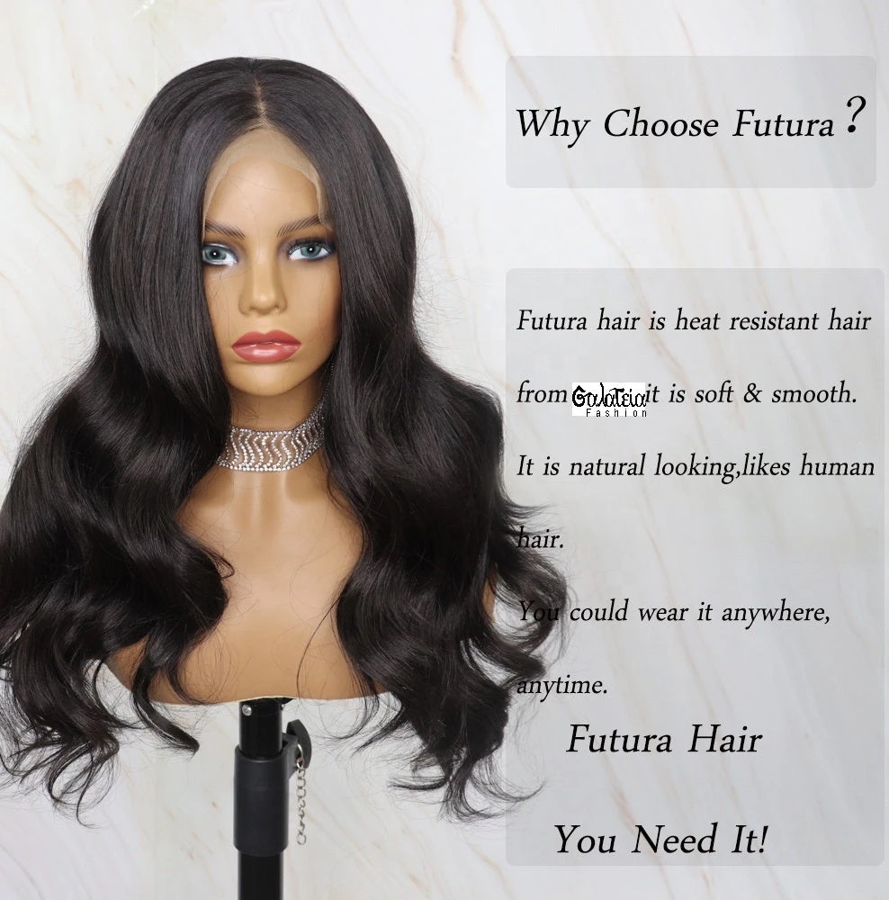 PERRUQUE SYNTHÉTIQUE FIBRE FUTURA BODY WEAVE PRE-PLUMÉE AVANT DENTELLE SUISSE 13X613X6 4 PERRUQUE SYNTHÉTIQUE FIBRE FUTURA BODY WEAVE PRE-PLUMÉE AVANT DENTELLE SUISSE 13X613X6 – Image 2