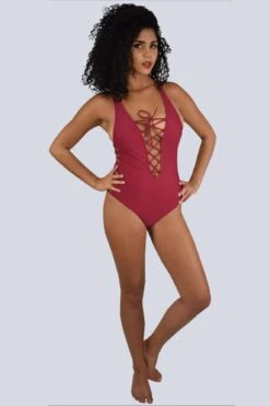 Maillot De Bain à Lacets Tina Rouge -Galateia Fashion tina rouge1