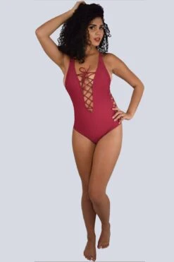 Maillot De Bain à Lacets Tina Rouge